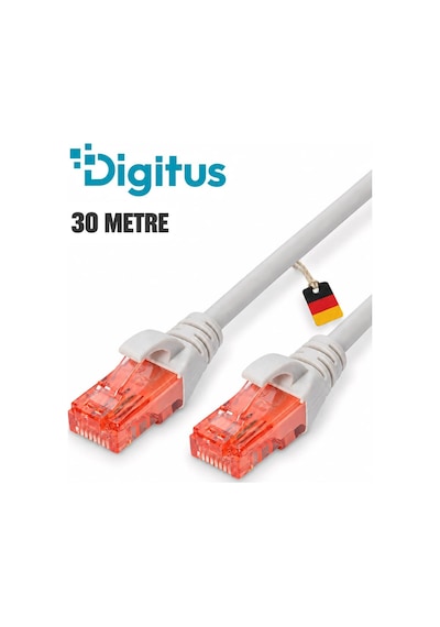 Cat 6 U-utp Bağlantı Kablosu 30 Metre Gri Bakır Awg 26/7