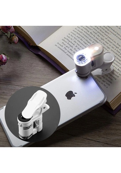 Hpy Pazar 60x Led Işıklı Telefon Dijital Mikroskobu Evrensel Klipsli Lens