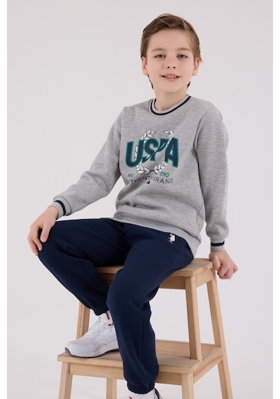 U.S. Polo Assn. Lisanslı Erkek Çocuk Alt Üst 2 Parça Eşofman Takımı Us2223 Grimelanj