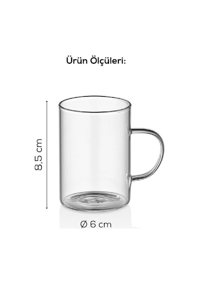 Vienev 3lü Isıya Dayanıklı Borosilikat Cam Kupa Bardak