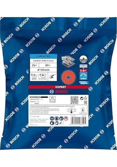Professional 25x Expert R782 Prisma Seramik X-lock Fiber Diskler Çelik, Paslanmaz Çelik Saclar, Ø 125 Mm, Kum Kalınlığı 80, Aksesuar Küçük Avuç Taşlama Makinesi