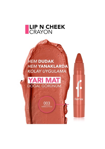 Lip & Cheek Yüksek Pigmentli Kremsi Yarı Mat Bitişli Crayon 8682536121491 003terracottabloom