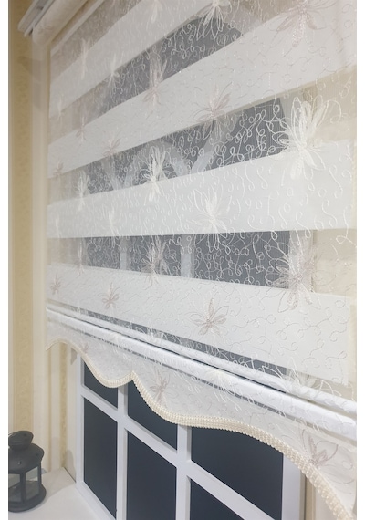 Zebra Stor Nakışlı Beyaz Etek Dilimli Stb 470 Beyaz
