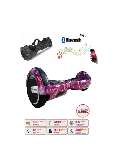 Citymate Hoverboard 6.5 inch Elektrikli Kaykay Scooter Full Ledli Bluetooth Hoparlörlü Çanta Hediye D01