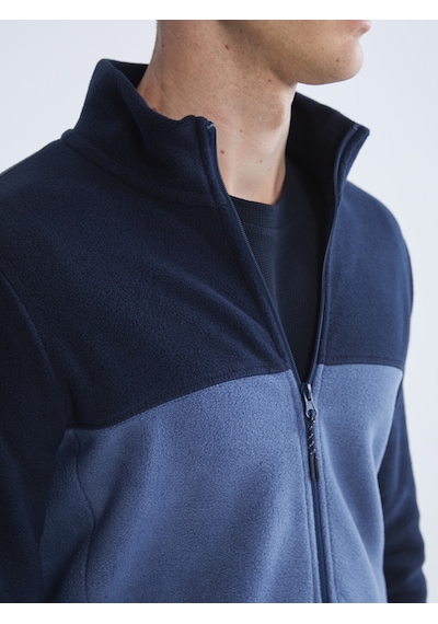 Lcwaıkıkı Basic Lacivert Dik Yaka Polar Erkek Fermuarlı Sweatshirt