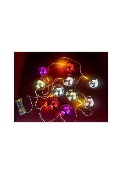 2 Metre 10 Led Pilli 2 Kademeli Parlak Top Led Yılbaşı Ağacı Süsü Mz-3 - Led Işık Çok Renkli