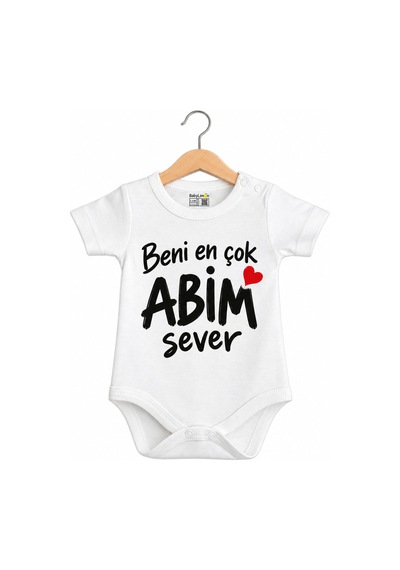 Babylimon Beni En Çok Abim Sever Yazılı Baskılı Bebek Zıbını Beyaz - 936718056 Beyaz