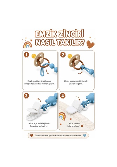 2'li Diş Kaşıyıcı Seti Pipet Ve Emzik Askısı Bebek Dişlik Mavi