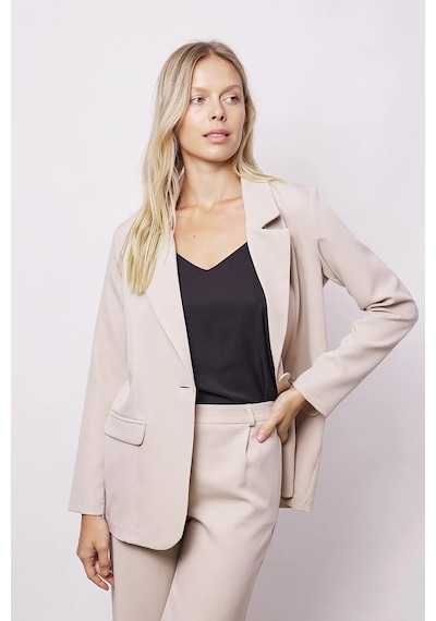 Kadın Yakalı Cep Kapaklı Uzun Kol Hafif Likralı Kumaş Oversize Blazer Ceket Pantolonu Jument 40075 -taş Taş Kadın Yakalı Cep Kapaklı Uzun Kol Hafif Likralı Kumaş Oversize Blazer Ceket Pantolonu Jument 40075 -taş Taş