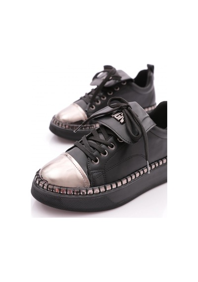 Dgn B06 Kadin Sneaker Ayakkabi Siyah Platin Ayna