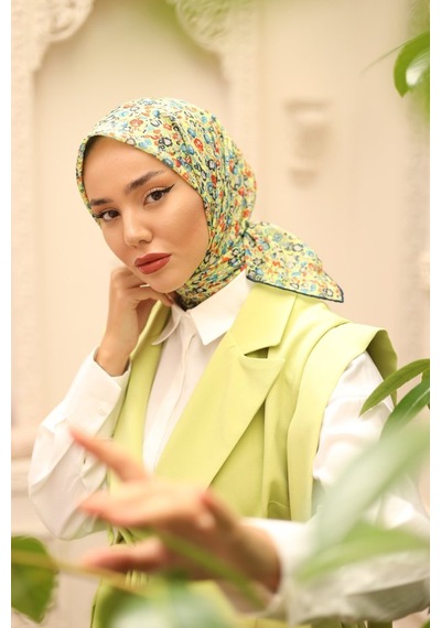Silk Home Karanfil Desen Soft Pamuk Eşarp Fıstık Yeşili
