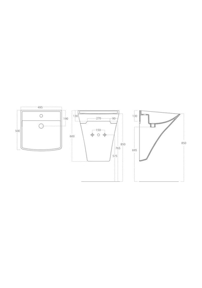Lucco Loop 50 CM Asma Monoblok Lavabo Kırmızı