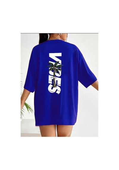 Medinenur Vibes Baskılı Unisex Tshirt Mavi