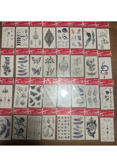 Airbrush Tattoo Minimal Yapıştırma Geçici Dövme Seti 30'lu Seri7