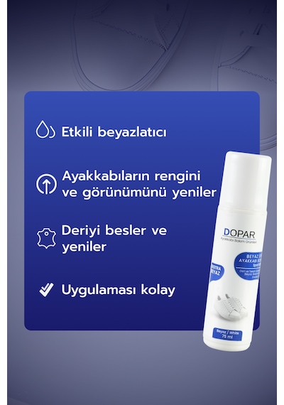 Dopar Sport White Beyaz Spor Deri ve Kumaş Ayakkabı Boyası 75 ML Beyaz