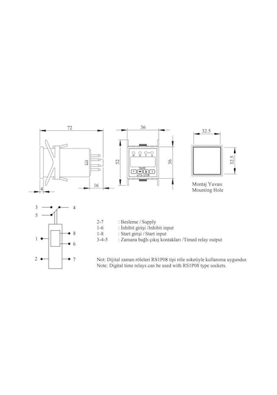 Emas Rz1d1s-2 Zaman Rölesi Digital 24 Vdc Startlı