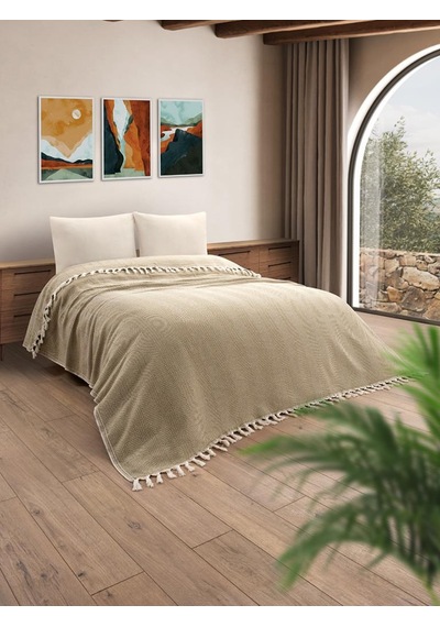 Battaniye Pamuk Miren 180x200 Cm Hardal