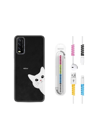 Vivo Y11S Kılıf Kablo Koruyuculu Çılgın Kedi 1895