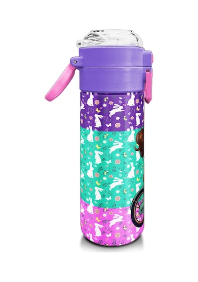 Coral High Kids Mor Pembe Bisikletli Kız Desenli Pipetli Ve Direkt İçim Çelik Termos 500 Ml 31797 Mor