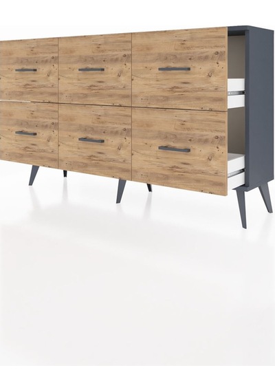 Arges Konsol 6 Çekmeceli 132x30x83 Antrasit-antrasit/çam Antrasit/çam Arges Konsol 6 Çekmeceli 132x30x83 Antrasit-antrasit/çam Antrasit/çam