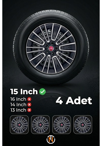 Fiat 15 İnç 5 Bijon Fiat Araçlar İle Uyumlu Kapağı Takım C119