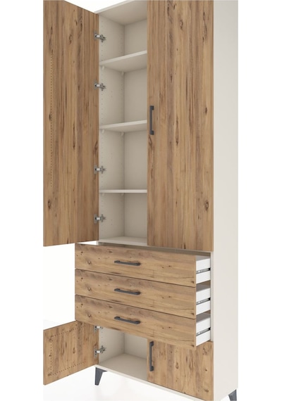Arges Dolap 4 Raflı 3 Çekmeceli 4 Kapaklı 88x30x243 Aytaşı-çam Aytaşı