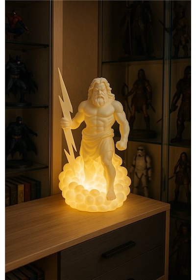 Zeus Masa Lambası Mitolojik Dekoratif Gece Lambası - Ev Ve Ofis İçin Gold
