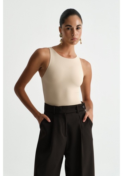 Açelyaokcu Premium Darcy Halter Yaka Bodysuit Bej