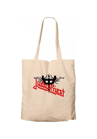 Judas Priest Logo and Figure Krem Kanvas Bez Çanta Krem