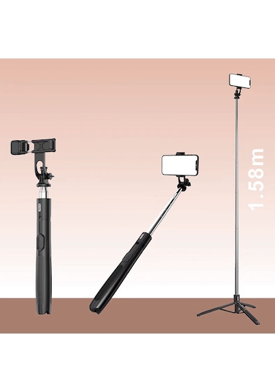 Go-Des GD-ST81 Bluetooth Selfie Çubuğu Çok Fonksiyonlu Tripod Stand Özellikli 6 Kademeli Teleskopik
