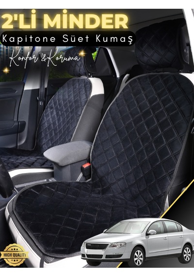Volkswagen Passat B6 Uyumlu 2'li Süet Oto Koltuk Minderi Terletmez Universal Su Geçirmez A2 Siyah
