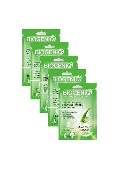 Beauty Aloe Vera Kağıt Maske 25 Gr X 5 Adet Nemlendirici Ve Yatıştırıcı Yüz Maskesi