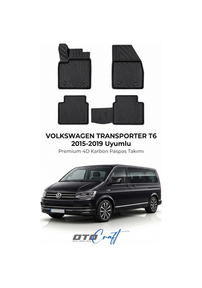 Otocraft Volkswagen Transporter T6 2015-2019 Araca Özel 4d Karbon Oto Paspas Havuzlu Tam Set