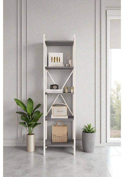 Nilamu Antrasit 45 Cm Kitaplık, Metal Aksamlı, Organizer, Ofis, 45 170 34 Cm Antrasit