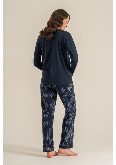 Pierre Cardin 9257 Modal Uzun Kol Kadın Pijama Takımı Lacivert