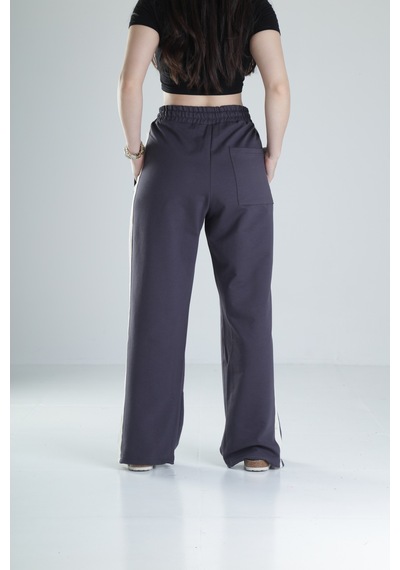 Cocopelli Yan Şerit Detaylı Füme Oversize Eşofman Coc1323