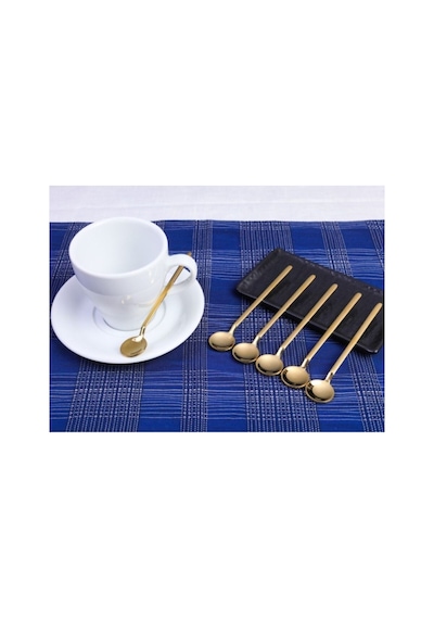 Gold Çay Kaşığı 6'lı Kahve Dondurma Tatlı Pasta Şeker Kaşık Set Gri