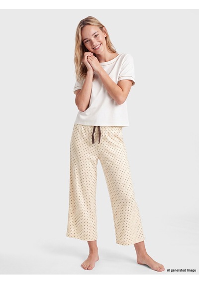 Lcw Dream Ekru Desenli Kadın Kapri Pijama Altı 2'li