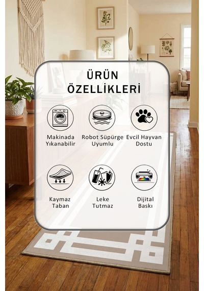 Yıkanabilir Yolluk 48 Beyaz - Vizon