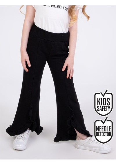 Denokids Kız Çocuk Fırfırlı Siyah Eşofman Altı Çok Renkli