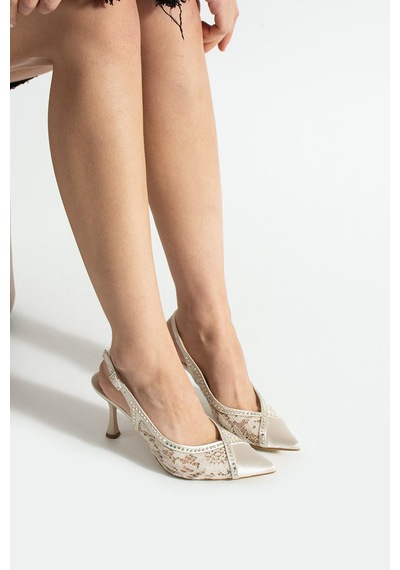 Dabab Shoes Laceora Kadın Bej Sivri Burun 7 Cm Topuklu Dantel Dokulu İnci Detaylı Slingback Abiye Ayakkabı Dabab Shoes Laceora Kadın Bej Sivri Burun 7 Cm Topuklu Dantel Dokulu İnci Detaylı Slingback Abiye Ayakkabı