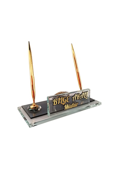 Mertkristal Kristal Masa İsimliği Kalemli Ofis Hediyesi M115GLD