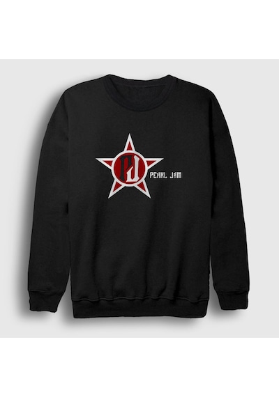 Presmono Unisex Logo Pearl Jam Sweatshirt Siyah