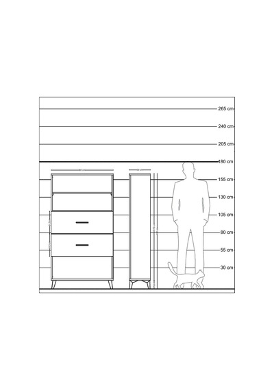 Arges Dolap 2 Raflı 2 Çekmeceli 88x30x163 Çam-aytaşı Atlas Çam