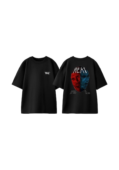 Thewert Heat Tasarım Sırt Baskılı Pamuk Siyah Oversize T-shirt