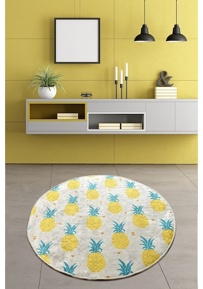 Chilai Home Ananas Djt Banyo Halısı Çap 100 CM Çok Renkli