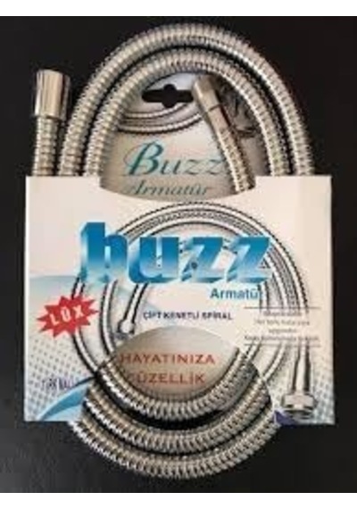 Buzz Evye Batarya Hortumu, Kromlu Çift Kenetli Lüx 150 Cm, Gümüş, Paslanmaz Çelik, 1/2 Inç İç Diş, 15 Mm Dış Diş, 1.2 Mm Kalınlık, 150 Cm Uzunluk