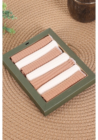 Vavbaby 7 Li Bebek Ağız Mendili Seti %100 Pamuk, Yumuşak Ve Emici Waffle Kahverengi