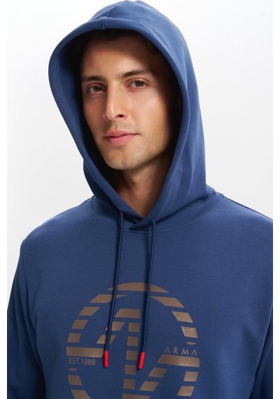 AR-MA Arma Erkek Slim Fit Örme Interlok Kapüşonlu Kanguru Cepli Sweatshirt Yazı Baskılı %80 Pamuk %14 Polyester %6 Elastane K30254685302 İndigo-i1 AR-MA Arma Erkek Slim Fit Örme Interlok Kapüşonlu Kanguru Cepli Sweatshirt Yazı Baskılı %80 Pamuk %14 Polyester %6 Elastane K30254685302 İndigo-i1
