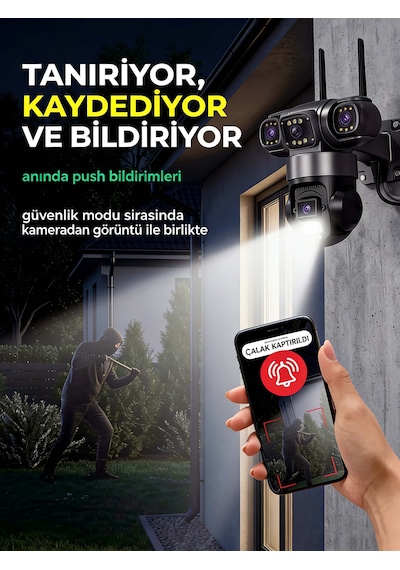 24 Saat Kablosuz 4g Sım + 9mp Kamera İki Yönlü Sesli Alarm Ip66 Su/toz Korumalı Güvenlik Sistemi